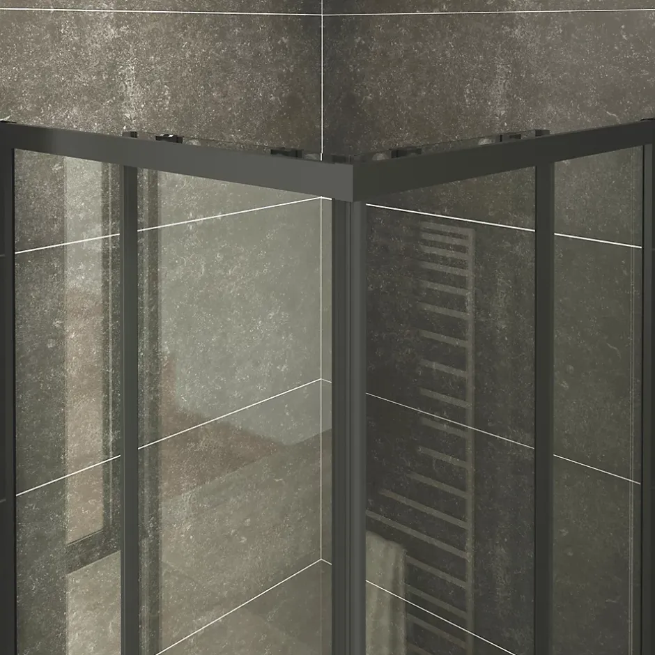 Saniverre Cabine de douche LANABLACK H.180 cm portes coulissantes verre 6 mm transparent 70 x 90 cm -* Cabine De Douche