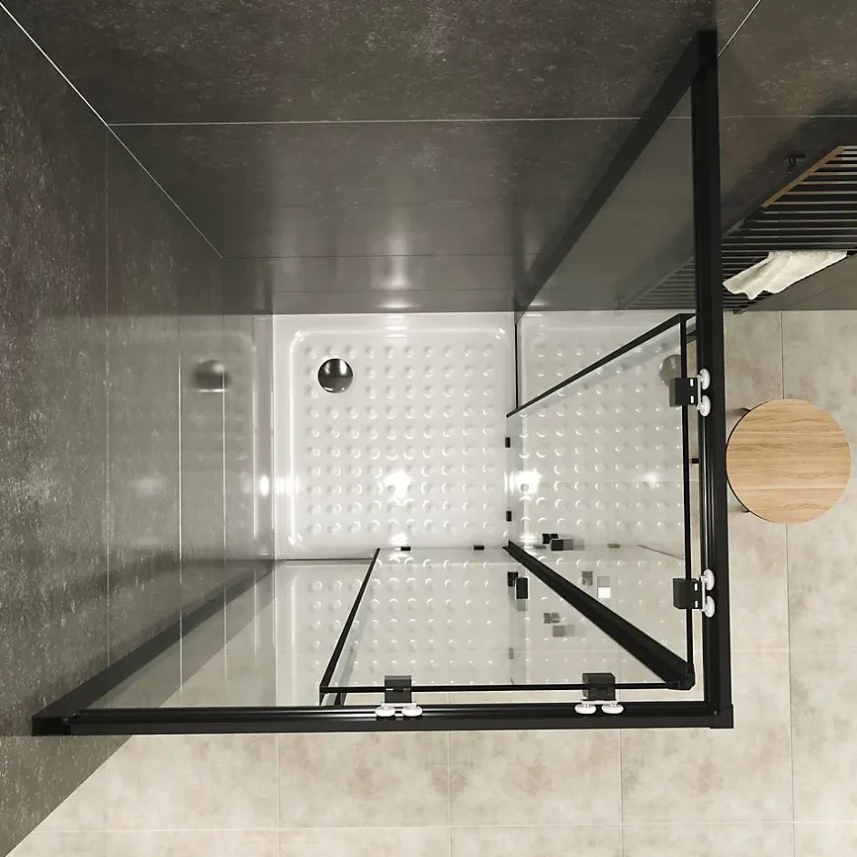 Saniverre Cabine de douche LANABLACK H.180 cm portes coulissantes verre 6 mm transparent 80 x 80 cm -* Cabine De Douche