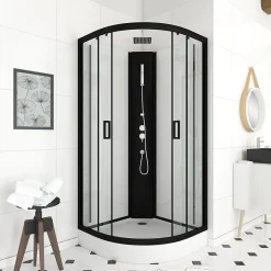 Aurlane Cabine de douche LIFT UP BLACK 1/4 de cercle 85x85x235cm* Cabine De Douche