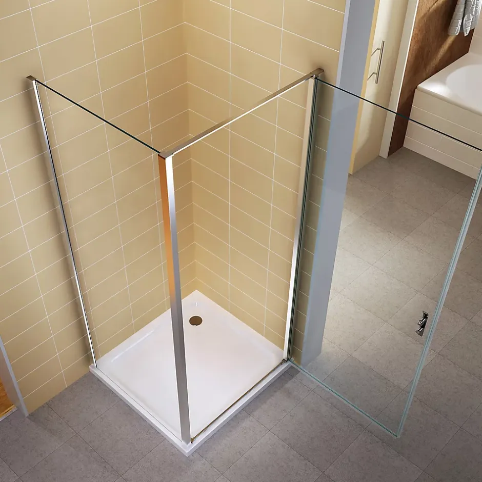 Saniverre Cabine de douche NIKY H.195 cm porte pivotante verre 8 mm transparent 90 x 90 cm -