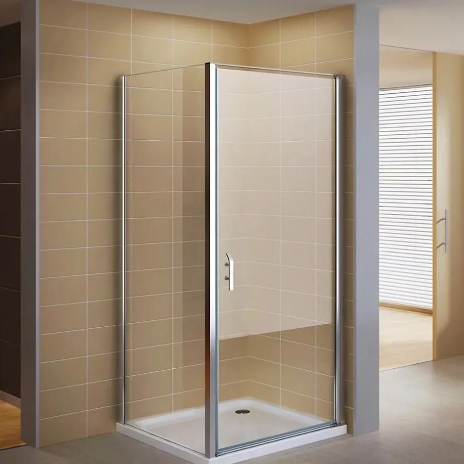 Saniverre Cabine de douche NIKY H.195 cm porte pivotante verre 8 mm transparent 90 x 90 cm -