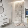 AICA Sanitaire Cabine de Douche Quart de Cercle 80x80x195 cm -Portes Pivotantes 180 degrés- Verre Sécurisé 6 mm