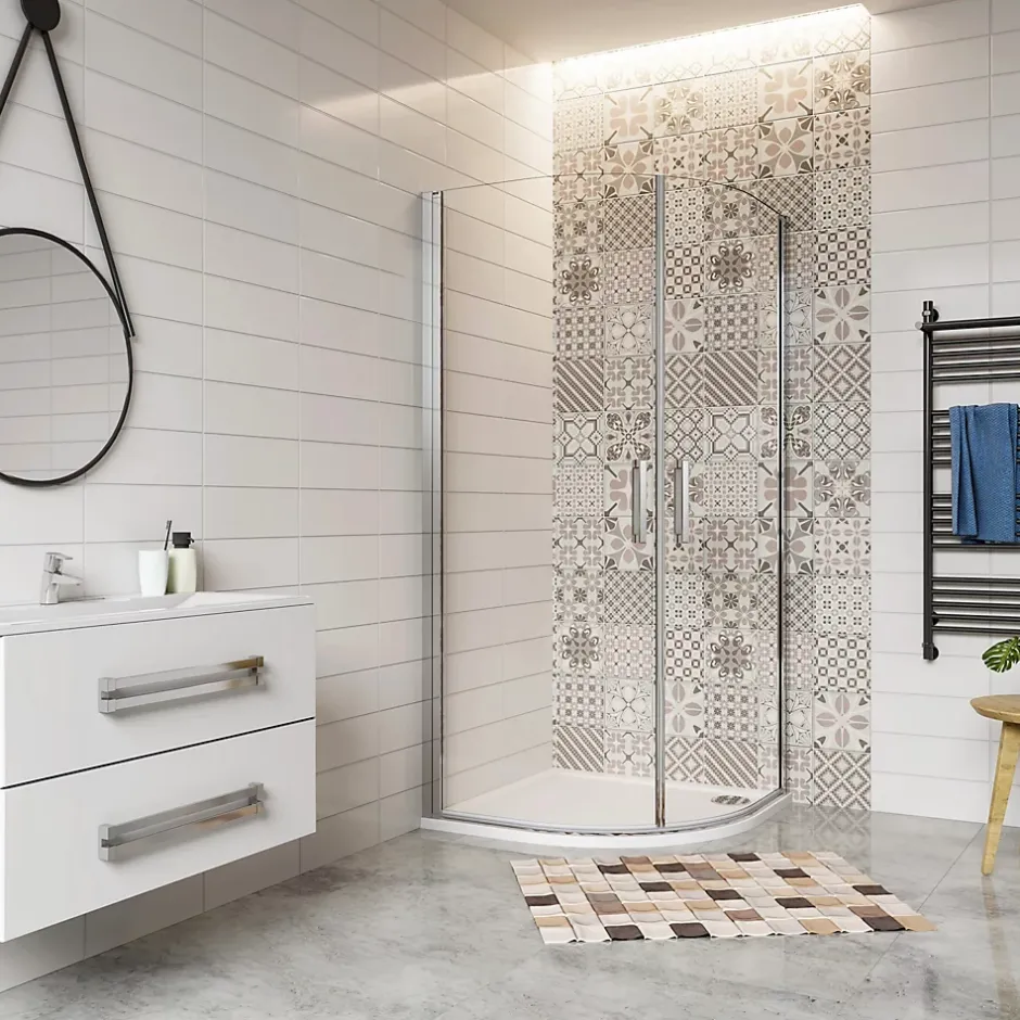 AICA Sanitaire Cabine de Douche Quart de Cercle 80x80x195 cm -Portes Pivotantes 180 degrés- Verre Sécurisé 6 mm