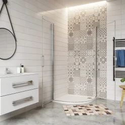 AICA Sanitaire Cabine de Douche Quart de Cercle 80x80x195 cm -Portes Pivotantes 180 degrés- Verre Sécurisé 6 mm