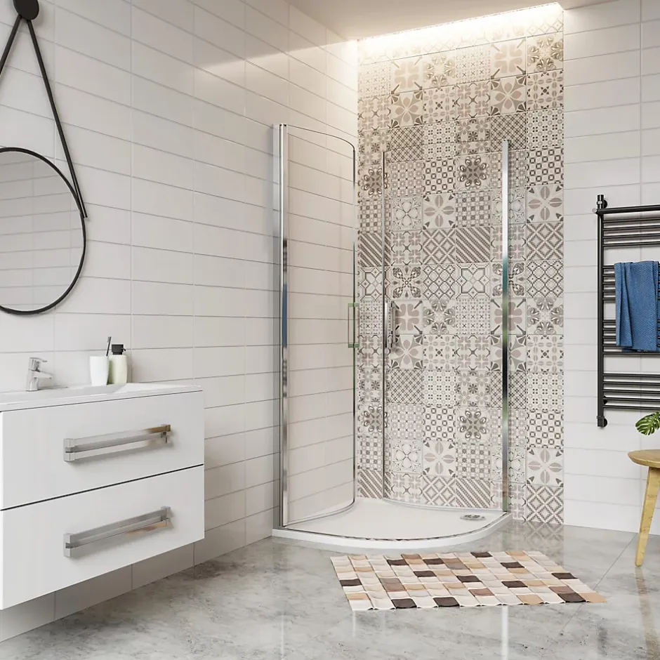 AICA Sanitaire Cabine de Douche Quart de Cercle 80x80x195 cm -Portes Pivotantes 180 degrés- Verre Sécurisé 6 mm