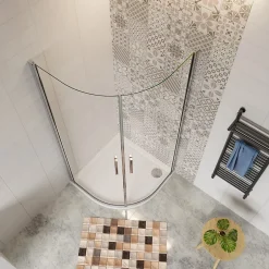 AICA Sanitaire Cabine de Douche Quart de Cercle 90x90x195 cm -Portes Pivotantes 180 degrés-Verre Sécurisé 6 mm* Cabine De Douche