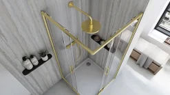 Rea Cabine de douche City Brushed Gold 80x100
