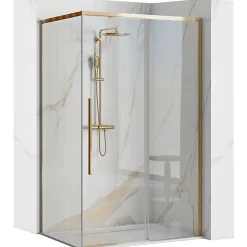 Rea Cabine De Douche Solar 80X100 Gold + Receveur De Douche Savoy White