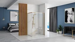 Rea Cabine De Douche Solar 80X100 Gold + Receveur De Douche Savoy White