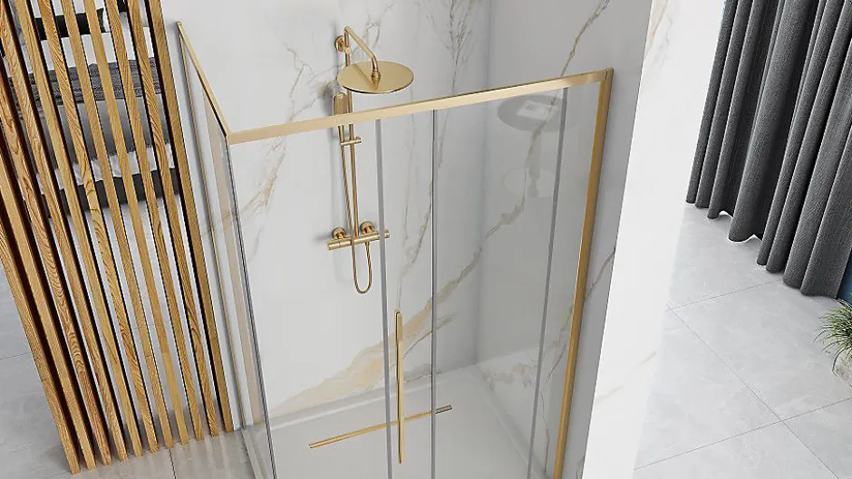 Rea Cabine De Douche Solar 80X100 Gold + Receveur De Douche Savoy White