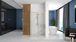 Rea Cabine De Douche Solar 80X100 Gold + Receveur De Douche Savoy White