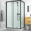 Aurlane Cabine de douche rectangulaire 110x80x197 cm - Porte coulissante - Fonds Blancs & Profilés Noir Mat* Cabine De Douche