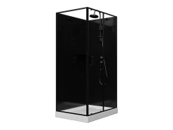 Vente-unique Cabine de douche rectangulaire - Installation réversible - Noir - L110 x l80 x H225 cm - ZODANI
