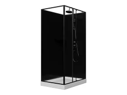 Vente-unique Cabine de douche rectangulaire - Installation réversible - Noir - L110 x l80 x H225 cm - ZODANI
