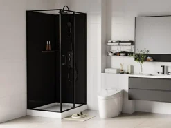 Vente-unique Cabine de douche rectangulaire - Installation réversible - Noir - L110 x l80 x H225 cm - ZODANI