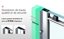 Sirhona Cabine de Douche 76x76x185cm Double Porte Coulissante + Entrée d'angle + Verre trempé 6 mm + Argent Brillant* Cabine De Douche