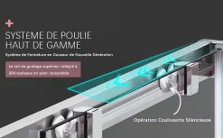Sirhona Cabine de Douche 76x76x185cm Double Porte Coulissante + Entrée d'angle + Verre trempé 6 mm + Argent Brillant* Cabine De Douche