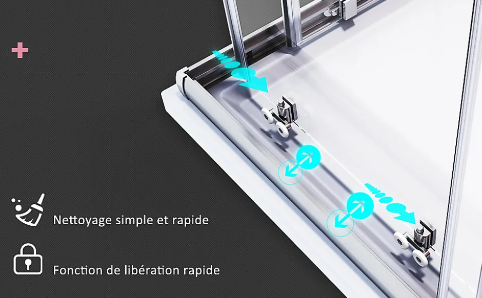 Sirhona Cabine de Douche 76x76x185cm Double Porte Coulissante + Entrée d'angle + Verre trempé 6 mm + Argent Brillant* Cabine De Douche