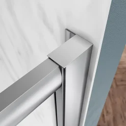Sirhona Cabine de Douche 90x90x185cm Porte Coulissante Double + Entrée d'angle + Verre trempé 6 mm + Argent Brillant