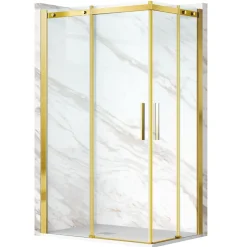 Balneo Cabine de douche 80x80 cm coulissante en 6mm verre trempé anticalcaire, profils dorés