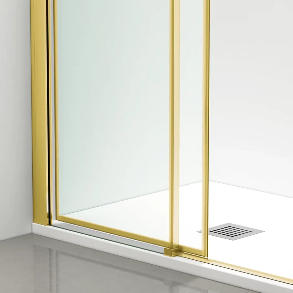 Balneo Cabine de douche 80x80 cm coulissante en 6mm verre trempé anticalcaire, profils dorés