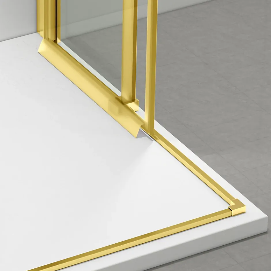 Balneo Cabine de douche 80x80 cm coulissante en 6mm verre trempé anticalcaire, profils dorés