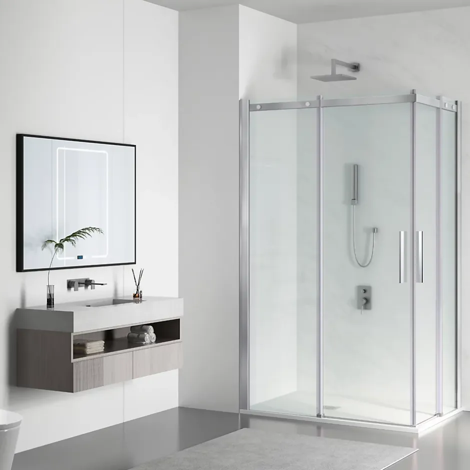 Balneo Cabine de douche 80x100 cm coulissante en 6mm verre trempé anticalcaire, profils chromés* Cabine De Douche