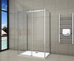 AICA Sanitaire Cabine de douche 120x80x195 cm - verre 8 mm anticalcaire - porte coulissante - sans receveur* Cabine De Douche