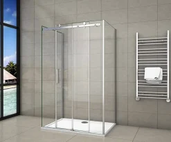 AICA Sanitaire Cabine de douche 120x80x195 cm - verre 8 mm anticalcaire - porte coulissante - sans receveur* Cabine De Douche
