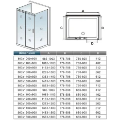 AICA Sanitaire Cabine de douche 140x90x195 cm - verre 8 mm anticalcaire - porte coulissante - sans receveur