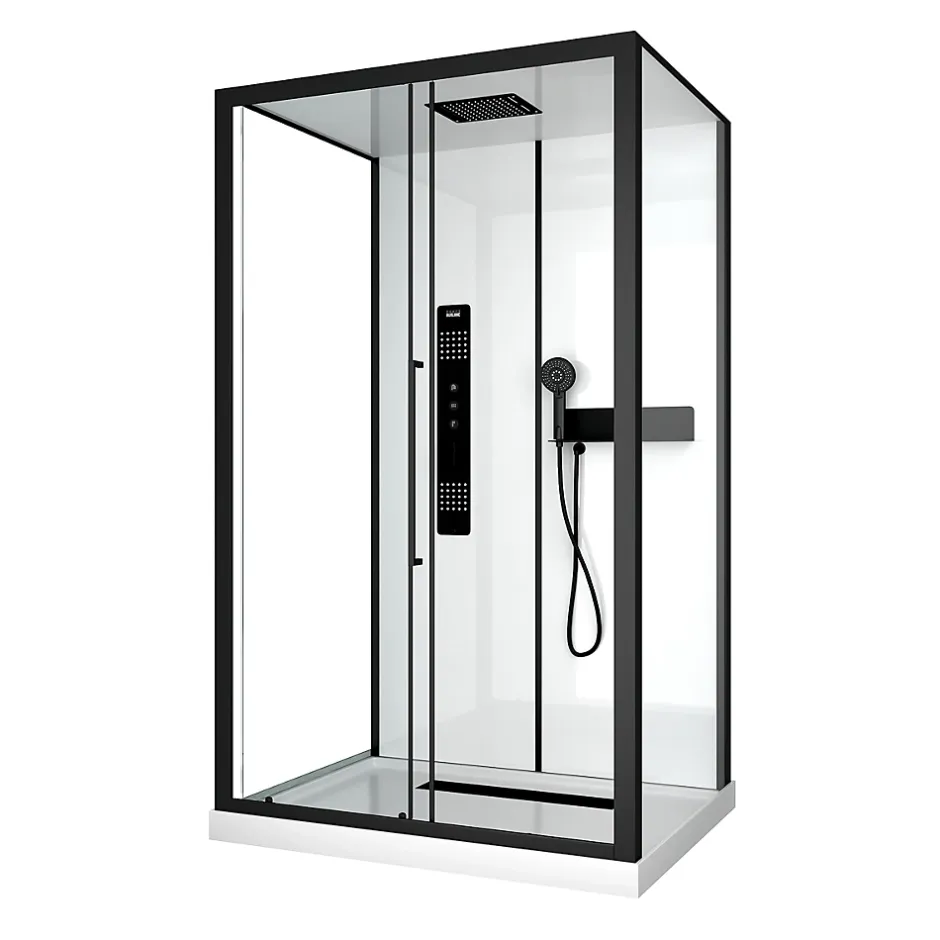 Aurlane Cabine de douche 115x90x210 cm avec receveur + bonde 90mm + Grille linéaire - FACTORY 2* Cabine De Douche
