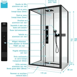 Aurlane Cabine de douche 115x90x210 cm avec receveur + bonde 90mm + Grille linéaire - FACTORY 2* Cabine De Douche