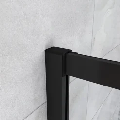 AICA Sanitaire Cabine de douche 80x80x200cm accès d'angle - Noir Mat , noire porte de douche coulissante, en 6mm verre anticalcaire,* Cabine De Douche
