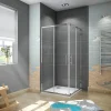 AICA Sanitaire Cabine de douche 90x90x185cm accès d'angle - Chromée , porte de douche coulissante, en 6mm verre anticalcaire* Cabine De Douche