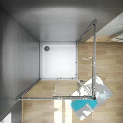 AICA Sanitaire Cabine de douche 90x90x185cm accès d'angle - Chromée , porte de douche coulissante, en 6mm verre anticalcaire* Cabine De Douche