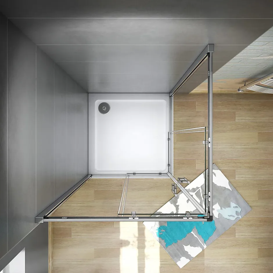 AICA Sanitaire Cabine de douche 90x90x185cm accès d'angle - Chromée , porte de douche coulissante, en 6mm verre anticalcaire* Cabine De Douche