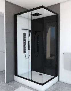Aurlane Cabine de douche 110x80x215cm - Verre Trempé - Mitigeur Chrome - DUALITY 3 RECTANGLE* Cabine De Douche