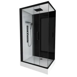 Aurlane Cabine de douche 110x80x215cm - Verre Trempé - Mitigeur Chrome - DUALITY 3 RECTANGLE* Cabine De Douche