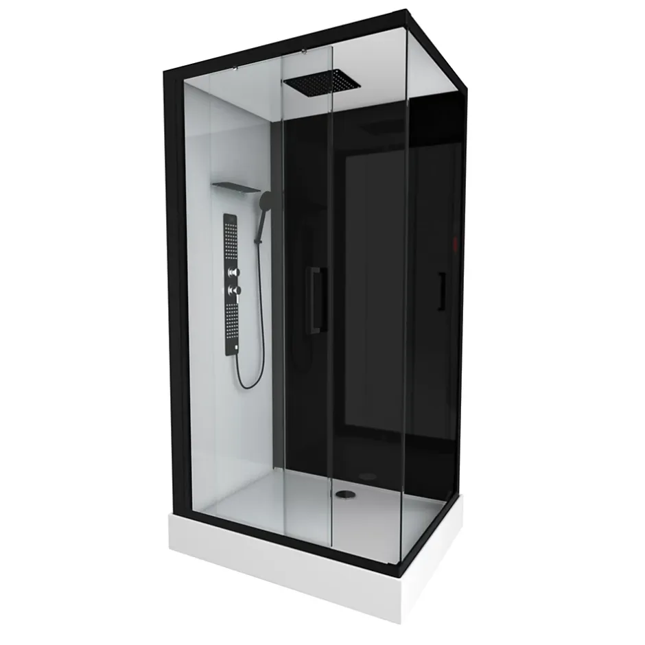 Aurlane Cabine de douche 110x80x215cm - Verre Trempé - Mitigeur Chrome - DUALITY 3 RECTANGLE* Cabine De Douche