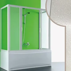 Forte Cabine douche 3 côtés Pare-Baignoire 90x220x90 CM en acrylique mod. Plutone 2 avec ouverture centrale