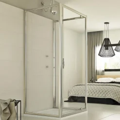 Idralite Cabine douche 3 côtés 80x80x80 CM H198 Transparent mod. Cristal Trio 1 Porte