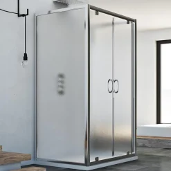 Idralite Cabine Douche avec 3 côtés 90x80x90 CM H185 granité modèle Sintesi Trio 2 Portillons