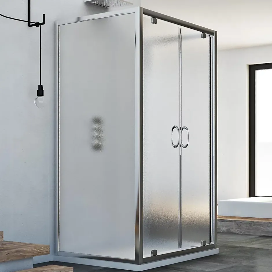 Idralite Cabine Douche avec 3 côtés 90x80x90 CM H185 granité modèle Sintesi Trio 2 Portillons