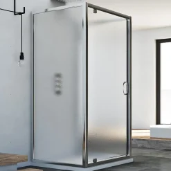 Idralite Cabine douche avec 3 côtés 90x90x90 AP. 90 CM H185 granité modèle Sintesi Trio avec 1 portillon