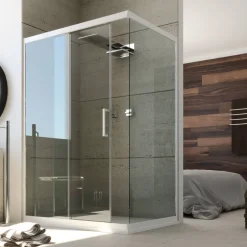 Forte Cabine Douche en PVC 90x120 CM H200 Transparent mod. Glax Profil Blanc* Cabine De Douche