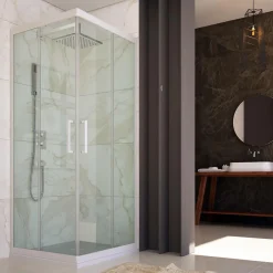 Forte Cabine Douche en PVC 80x100 CM Hauteur 200 Transparent mod. Lite Profil Blanc