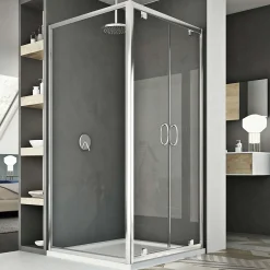 Idralite Cabine Douche 75x120 AP. 120 CM H185 transparent modèle Sintesi Duo 2 Portillons
