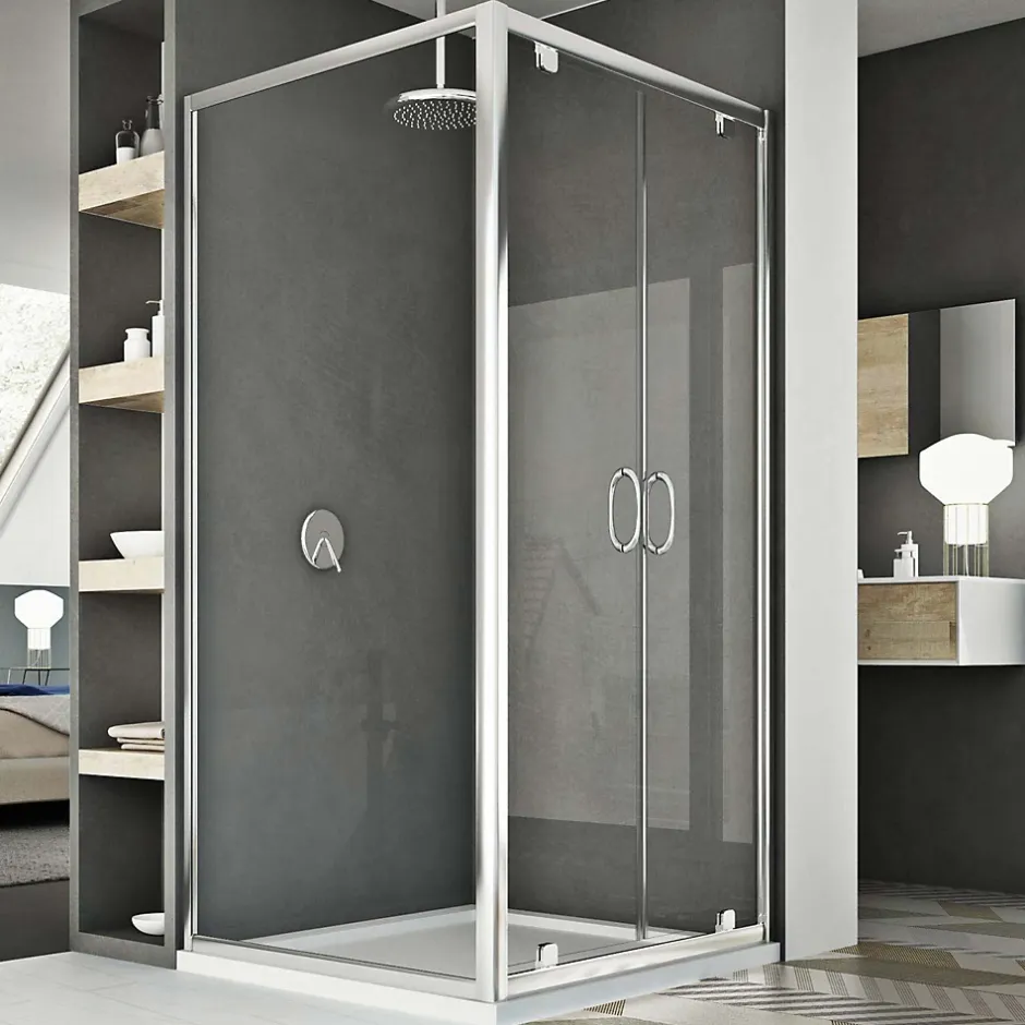 Idralite Cabine Douche 75x120 AP. 120 CM H185 transparent modèle Sintesi Duo 2 Portillons