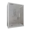 Forte Cabine parois de douche 3 côtés coulissantes 80x140x80 cm H 200 en PVC Blanc Verre Transparent mod. Glax 3 lati