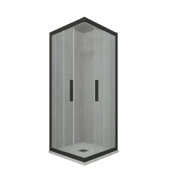 Forte Cabine parois de douche angulaire coulissante 110x120 cm H 200 en PVC Noir Matt Verre Transparent mod. Kolors* Cabine De Douche
